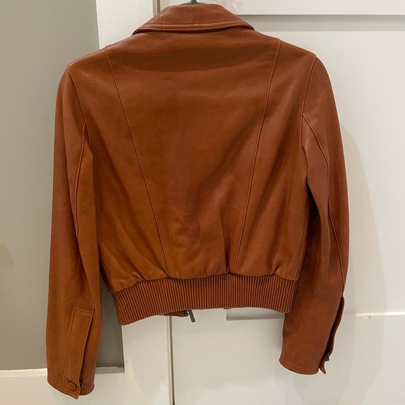 Helmut Lang Cognac Leather Bomber Jacket - Picture 4 of 7